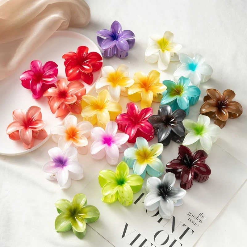 8CM Acrylic Fashion Hair Claws Headwear Accessories Gradient Flower Hair Clip Women Large Flower Hair Claws Crab Clamp Barrettes U250807