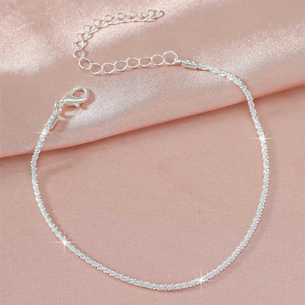 LATS Shiny Sparkling Simple Anklet for Women Gold Silver Color Elegant Jewelry Female Beach Ankle on Foot Party Gift Y250805