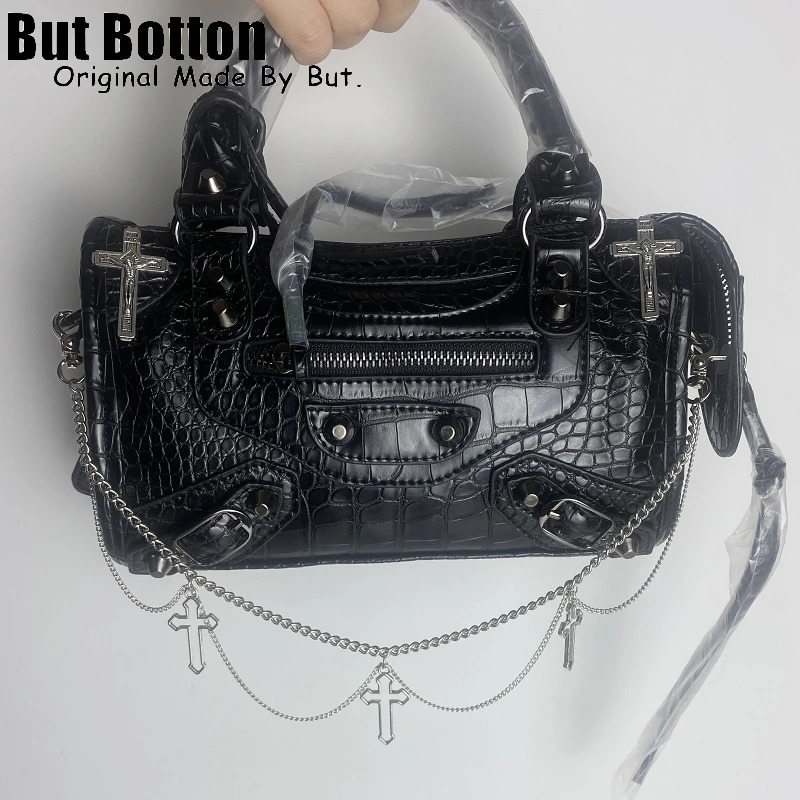 Y2K Punk Metal Cross Skeleton head Chain Pearl Chain Women Shoulder Bag Handbag Decorative chains Pendant DIY Accessories 250807