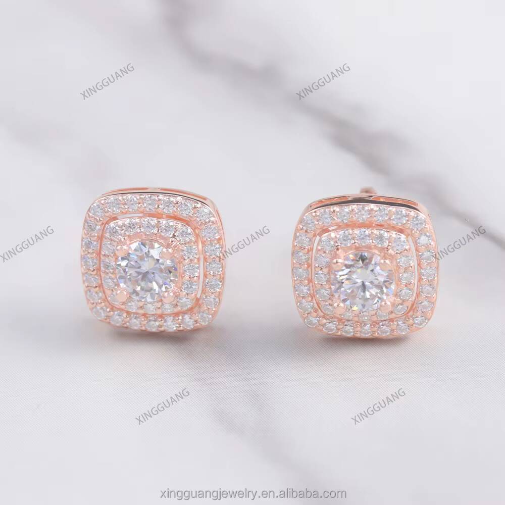 Custom Fine Jewelry Earrings 925 Silver 18k Gold Plated Screw Back Stud Earring D Color VVS Moissanite Earring GRA Certificate