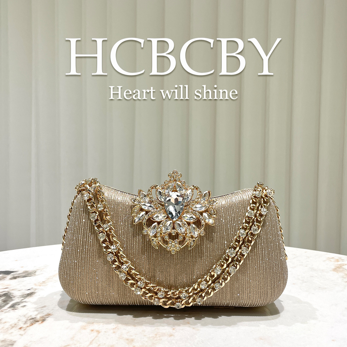 Free Shipping Designer Luxury Golden Rhinestone Buckle Decorated Striped Chain Clutch Bag For Women Fashionable Elegant Box-shaped Evening Bag Handbag