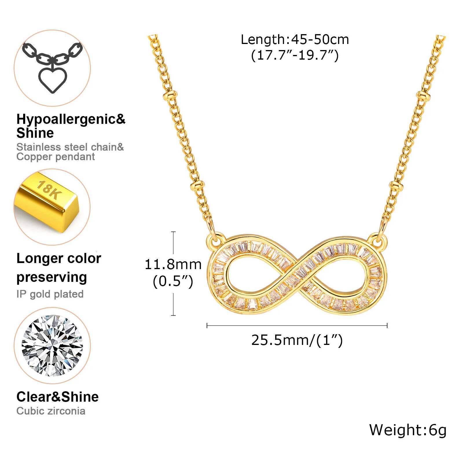Women Gift Infinity Necklace, Cubic Zircoina Pendant Jewelry for Mom Girlfriend Jewelry for Women