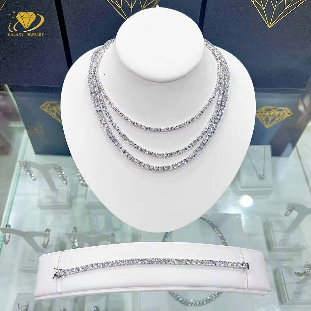 In Stock Mens Jewelry With GRA Iced Out Jewelry Tennis Bracelet 925 Silver Moissanite 3mm 4mm 5mm Vvs Diamond Charm Bracelet