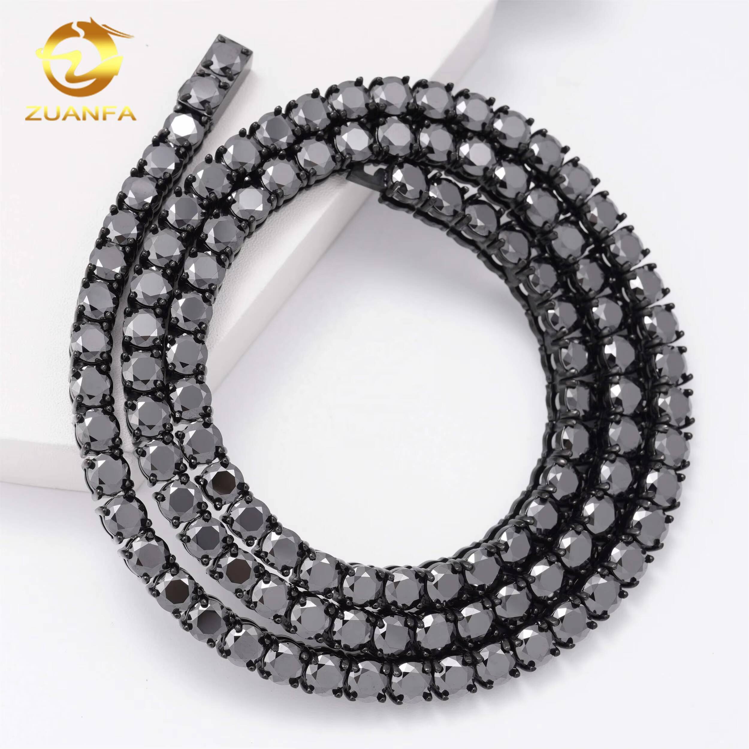 Ready to Ship Tennis Bracelet Lab Diamond No Tarnish Stainless Steel 316L Vvs Black Moissanite Tennis Chain