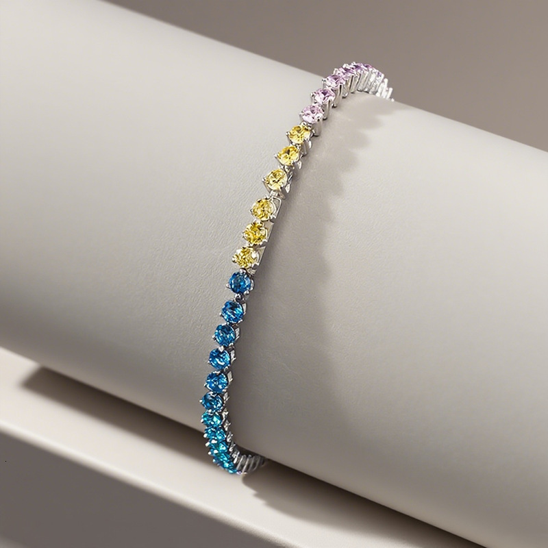 Hui Zhi Wing Jewelry New S Sier Color Bracelet for Women Summer Dopamine Rainbow Fresh Style