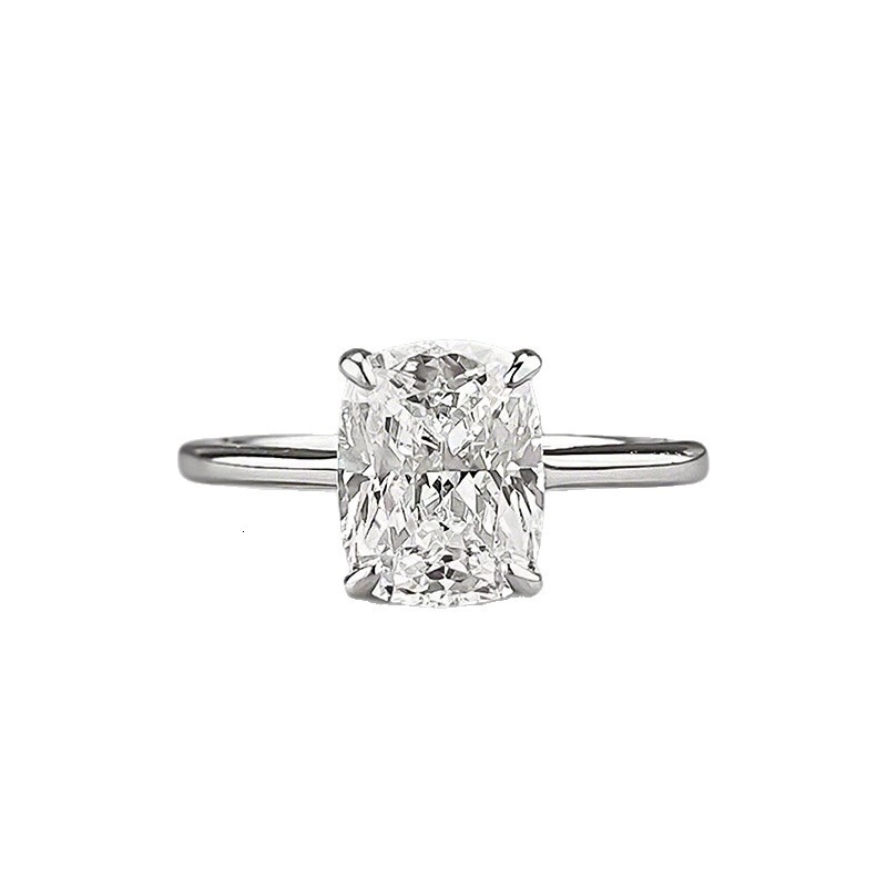 Hui Zhi Wing Jewelry New S Silver 7*9 Rectangular Ring for Women Daily Classic Live Streaming Style