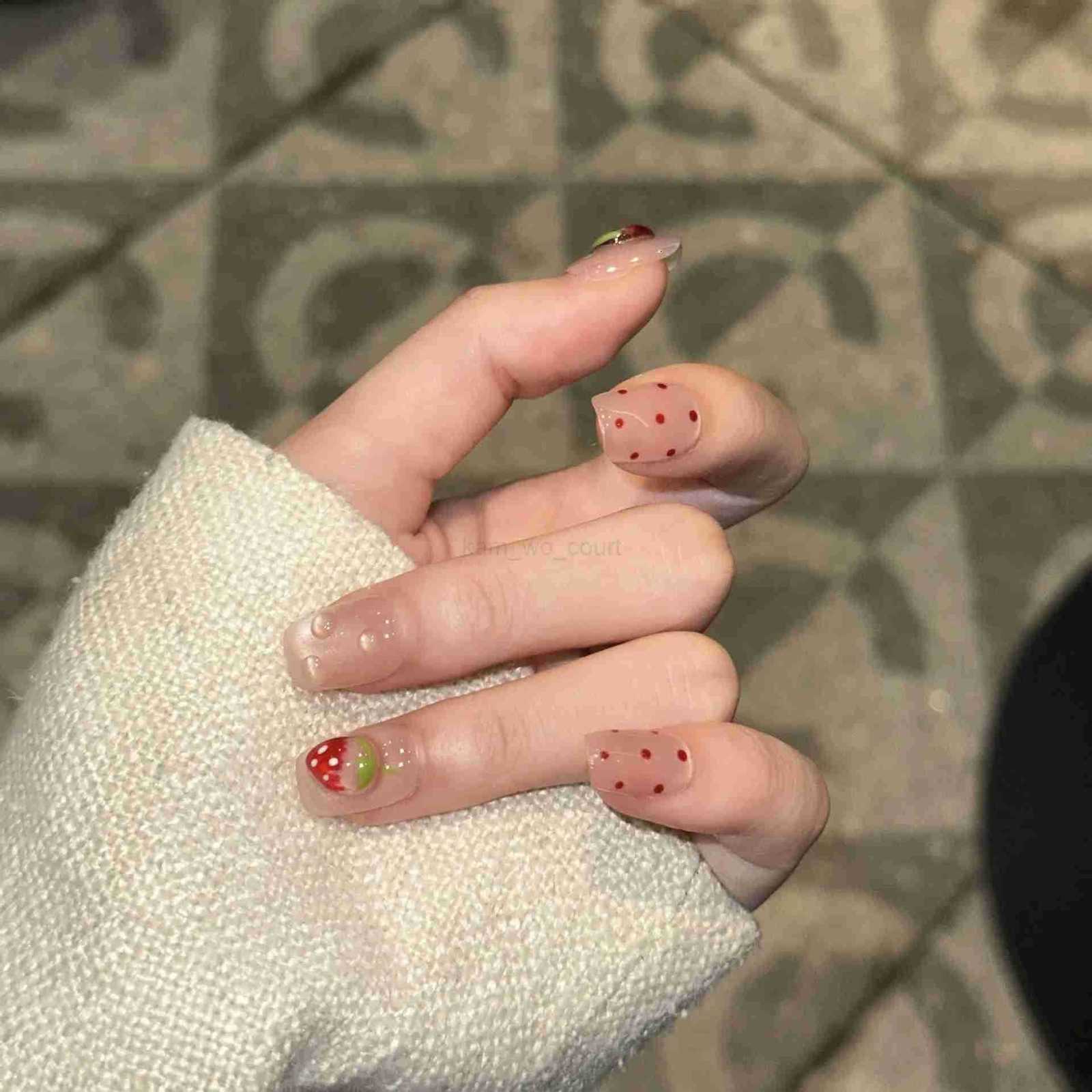 10pcs Short Round Handmade False Nails Cute Bowknot Heart Stars Sweet Fun Summer Fake Nails Colorful Glass Cat Eye Press-on Nails M250807