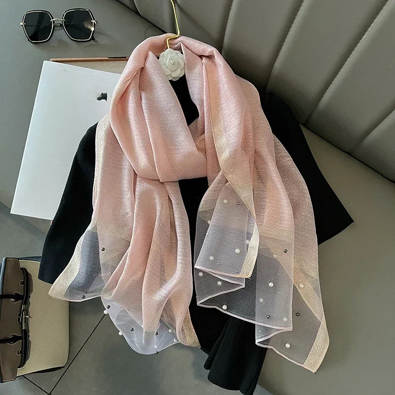 Women Fashion Scarf Plain Solid Silk Linen Shawls Summer Lady Bandanas Foulard Hijab 250805