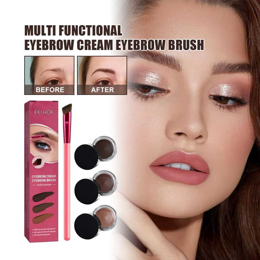 3Color Eyebrow Pomade Eyebrow Eyeliner Gel Waterproof Long-lasting Tinted Sculpted Brow Gel with Brush Eyebrow Stamp Pencil Kit W250807