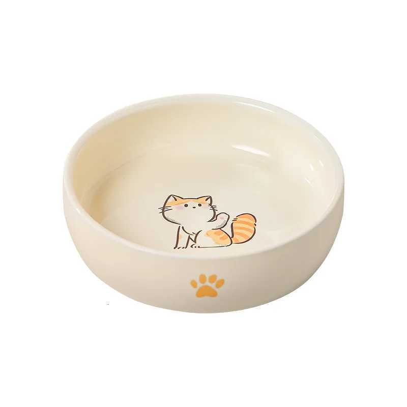 Cartoon Cat Pattern Ceramic Dog Bowl Anti Knock Anti Black Chin Cat Food Bowl for Dog Cat Pet Supplies Accessories Y250806