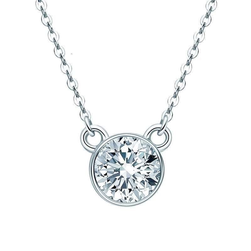 High-end Ins Style Bear Necklace for Women Moissanite s Sterling Sier Collarbone Chain