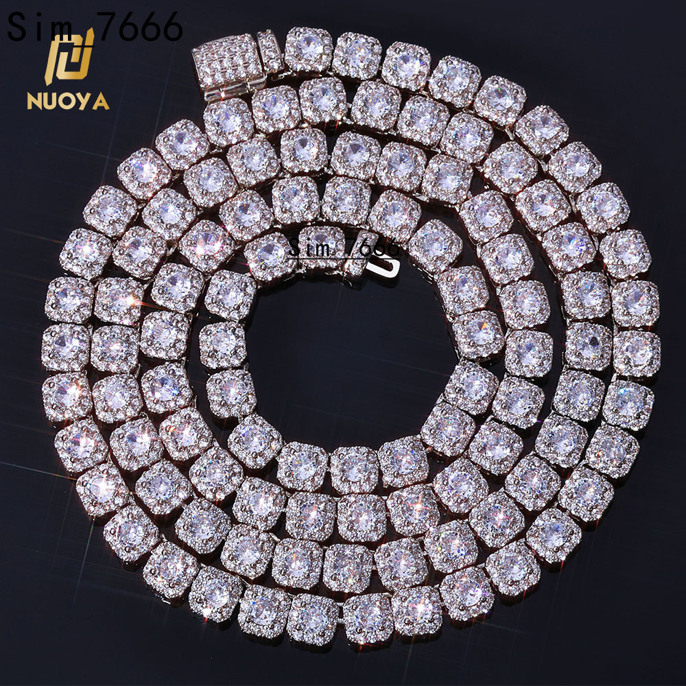 5mm High Quality Clustered Tennis Chain Hip Hop Jewelry Iced Diamond Clustered Tennis Chain Necklace