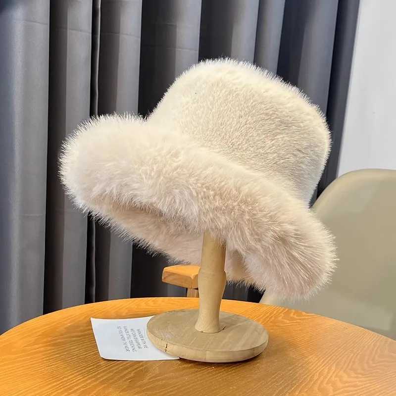 Ins Imitation Fur Bucket Hats for Women Winter New Luxury Fluffy Hat Fisherman Hat Fashionable Warm Cold Snowy Day Panama C XJ250807