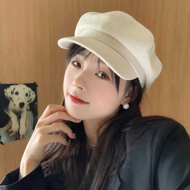 Womens Winter Vintage Berets Cs French Artist Warm Waffle Hat Female Solid Octagonal Hats Fashion Casual Autumn C XJ250807