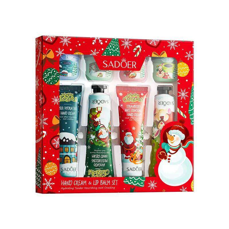 Christmas box hand cream+lipstick set deep moisturizing anti cracking holiday limited gift X250807