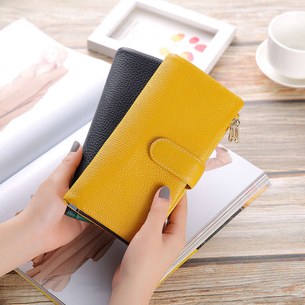Wallet Long Zipper Japanese and Korean Style Multi-Card Slot Soft Cowhide Phone Bag Women's Purse B5 B5