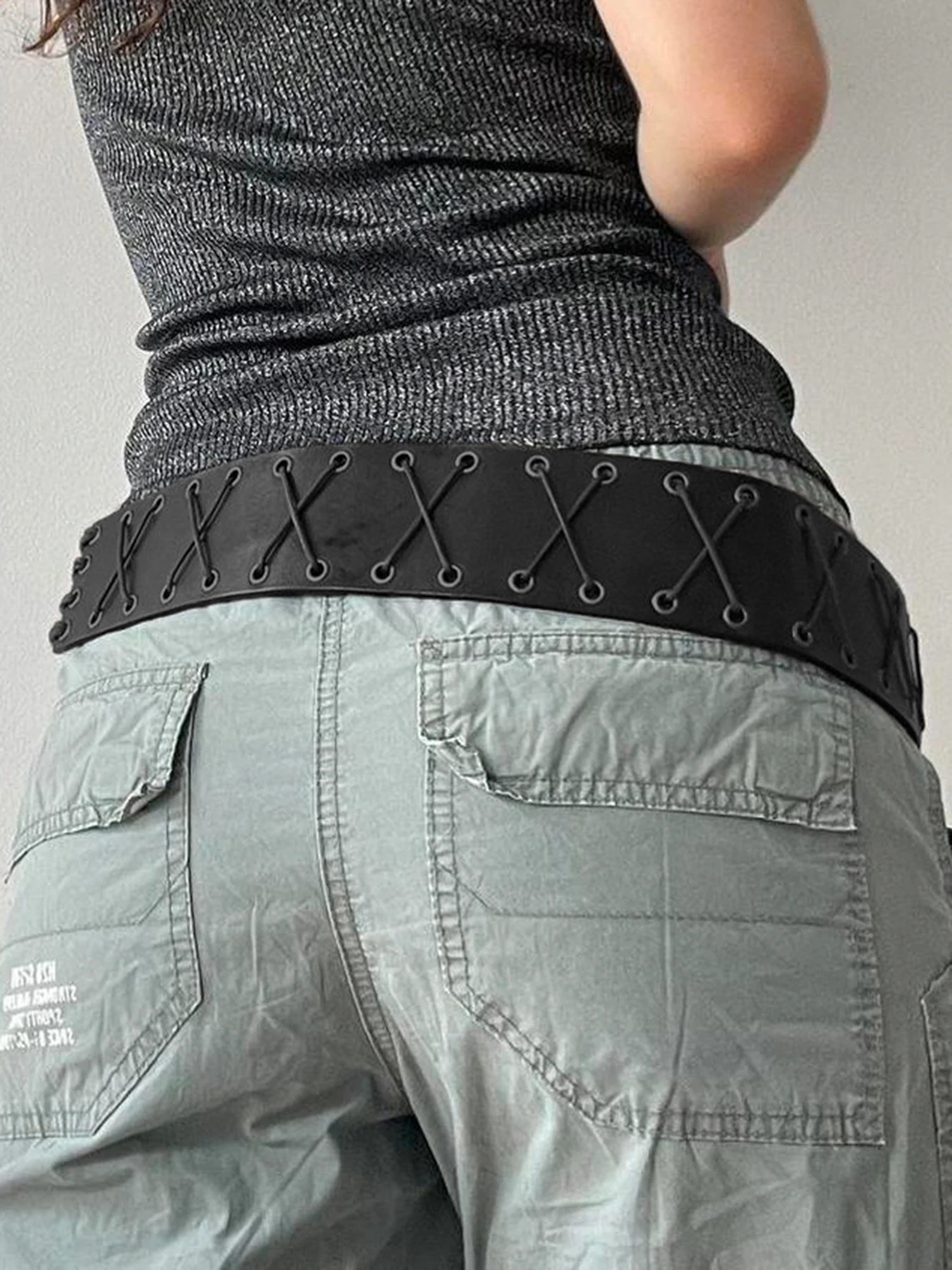 IAMSURE Vintage Bandage Tassels Pu Belt Y2K Hollow Out Punk WomenS Outdoor Fashion Skirts Jeans Trouser Decorative Waistband 250806