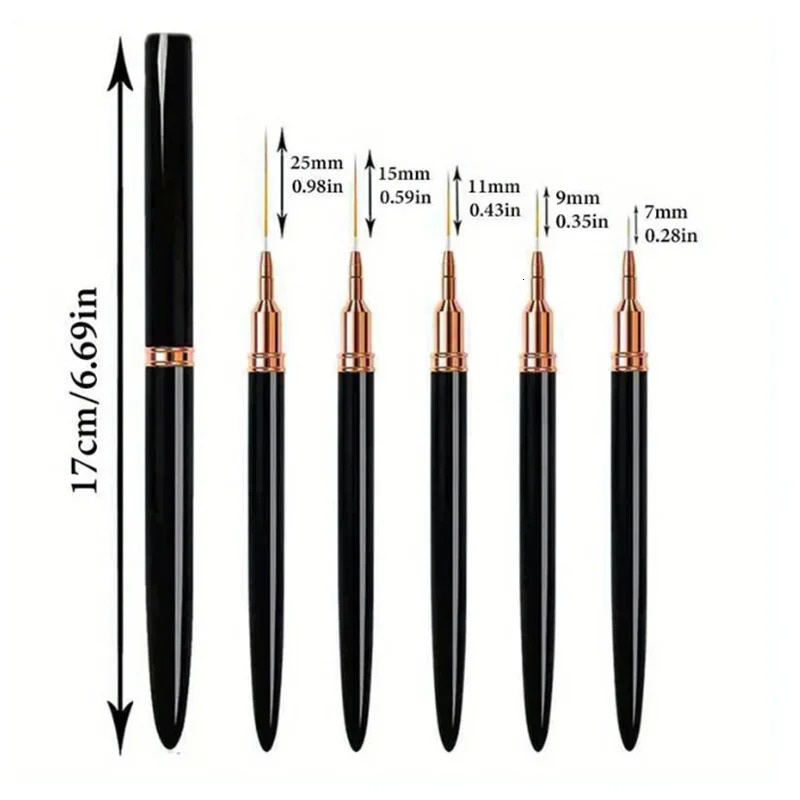 5Pcs/Set Nail Art Liner Brushes Set Elongated Lines Striping Drawing UV Gel Painting Nail Pen Professional Manicure Tool 250805