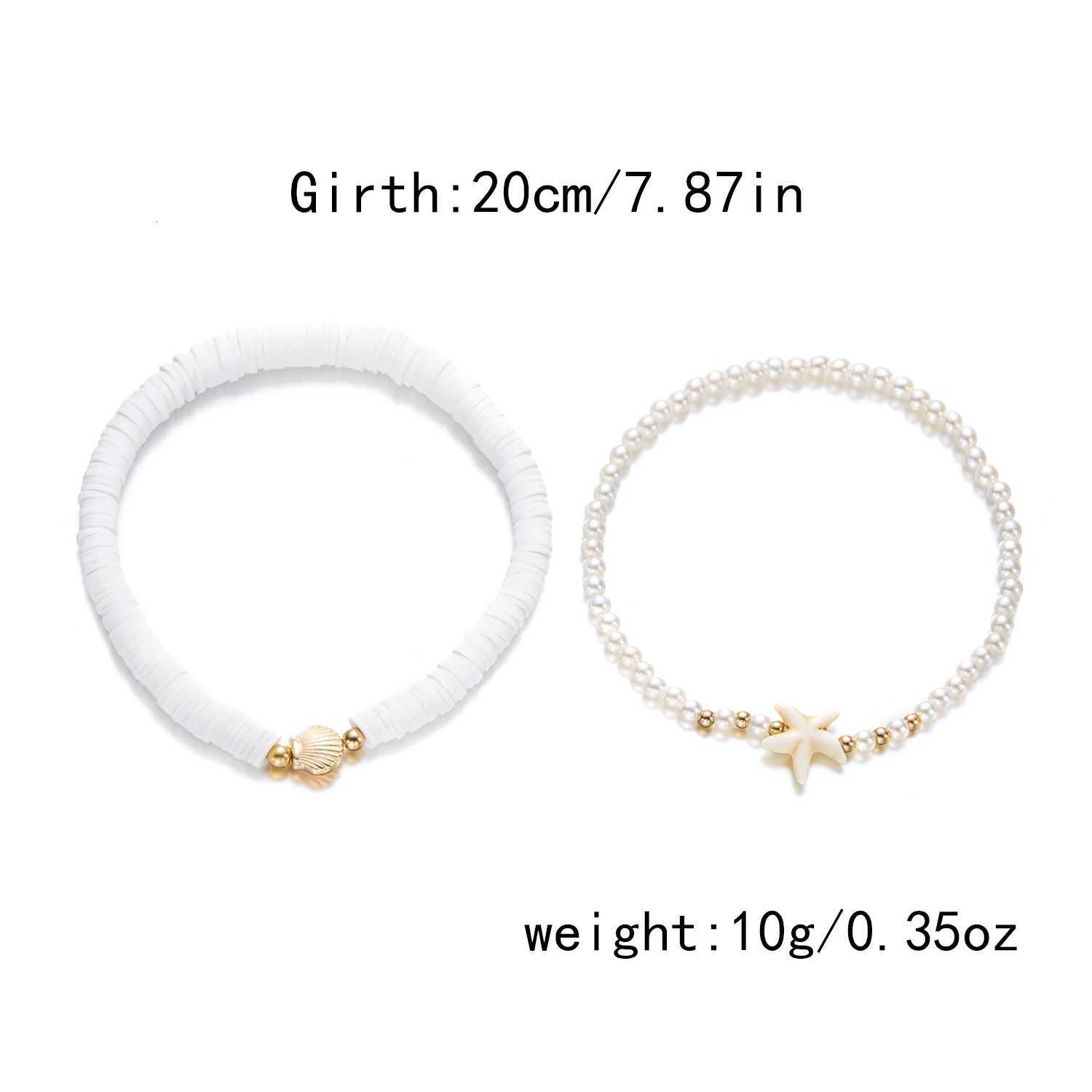 Multilayer Starfish Shell Polymer Clay Anklets for Women Handmade Rice Beads on the Leg Summer Barefoot Beach Jewelry Y250805