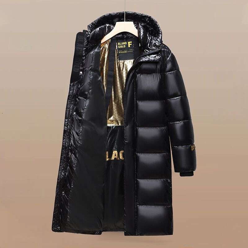 Men's Clothing Winter New Couple Black Gold Thickened Men And Women Warm Over The Knee 2024 Long Youth Cotton Coat