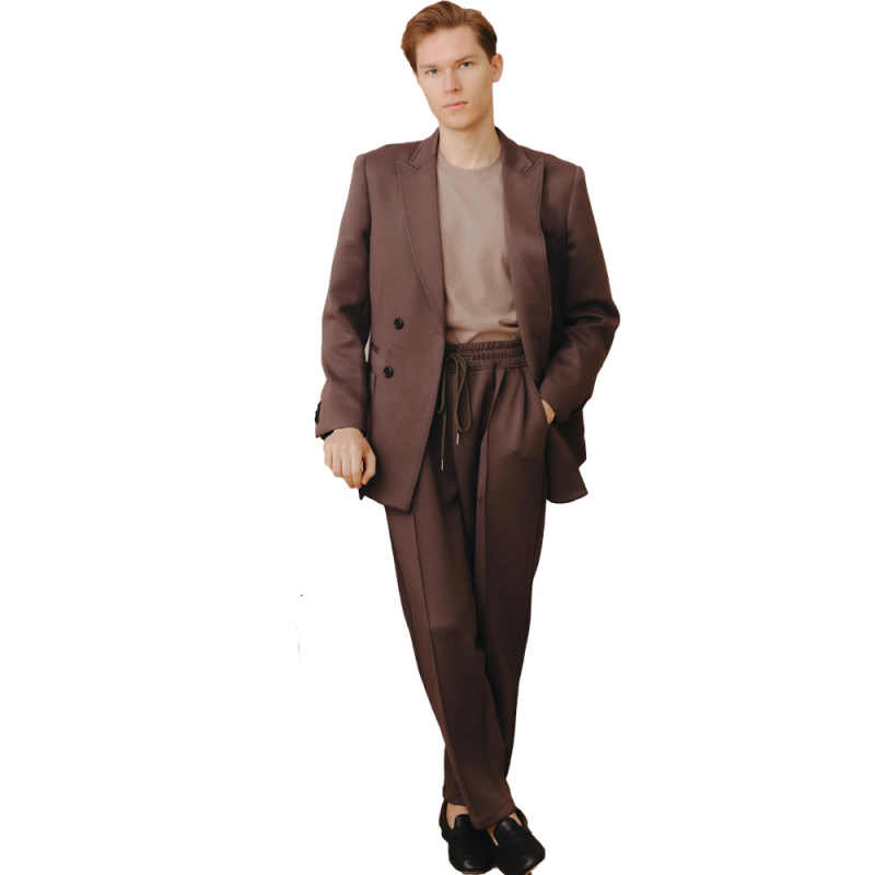 Brown Peaked Lapel Double Breasted Blazer Trousers Party Wear Male Suits Wedding Costume Homme Slim Fit Outfit 2Pcs Jacket Pants