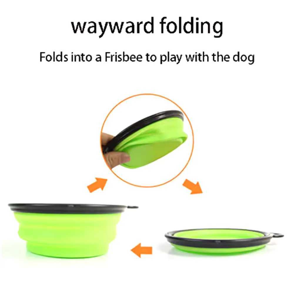 1Pcs 350ml Collapsible Dog Pet Folding Silicone Bowl Outdoor Travel Portable Puppy Food Container Feeder Dish Bowl Y250806