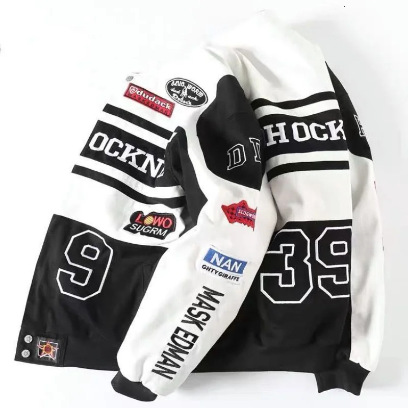 Heavy Industry Embroidery Coat In Outdoor Stand Collar Racer Motorcycle Clothing Men Women Racing Biker Jacket 250805