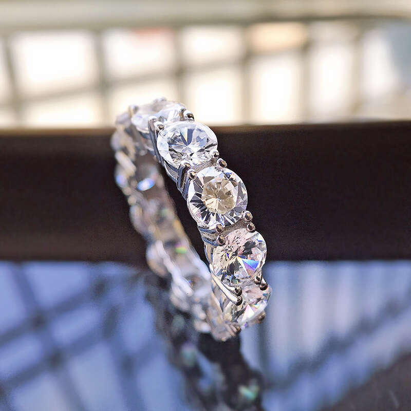 Mujing Jewelry Micro Pave Aquamarine Silver 5*5 Round Diamond Index Finger Women's Ring