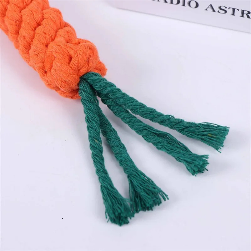 1PCS Carrot Dog Chew Toy Safe Durable Braided Bite Rope for Puppy Teeth Cleaning Molar Exercise Cotton Rope Pet Toy 250804