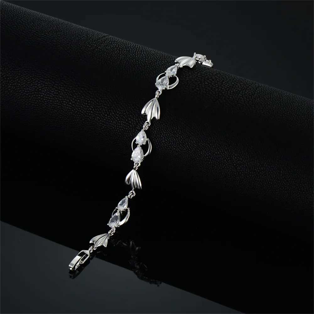 Luxury New Trendy Gold Silver Color AAA Zircon Rhinestone Bracelet Chain Charm Valentines Day Jewelry Gifts For Women Lovers W250807