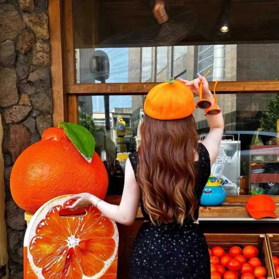Retro Funny Orange Berets Creative Cute Tomato C Casual Vintage Painter Hat Unisex XJ250807