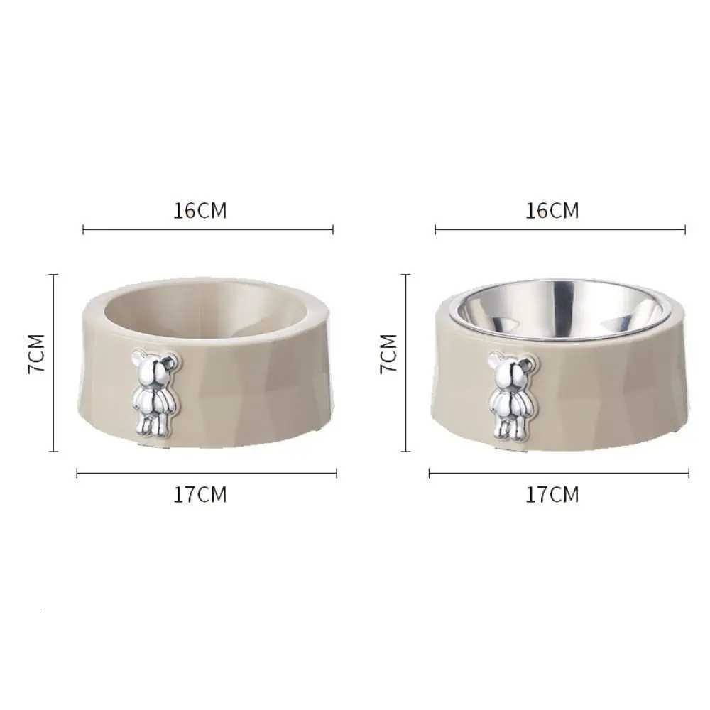 Anti Knock Stainless Steel Bear Pet Bowl Detachable with Non-Slip Pad Cat Feeder Double Anti Tipping Pet Feeding Basin Dogs Cats Y250806