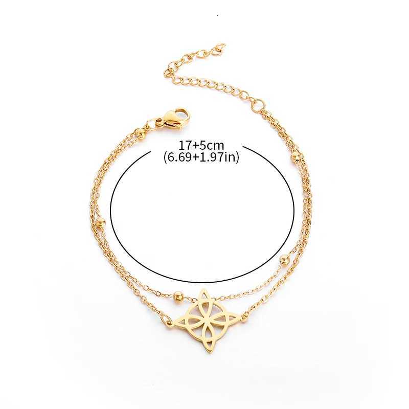 Witchcraft Witch Knot Stainless Steel Geometric Hollow Flower Box Chain Cuff Bracelet for Women Fashion Irish Adjustable Amulet Gift W250807