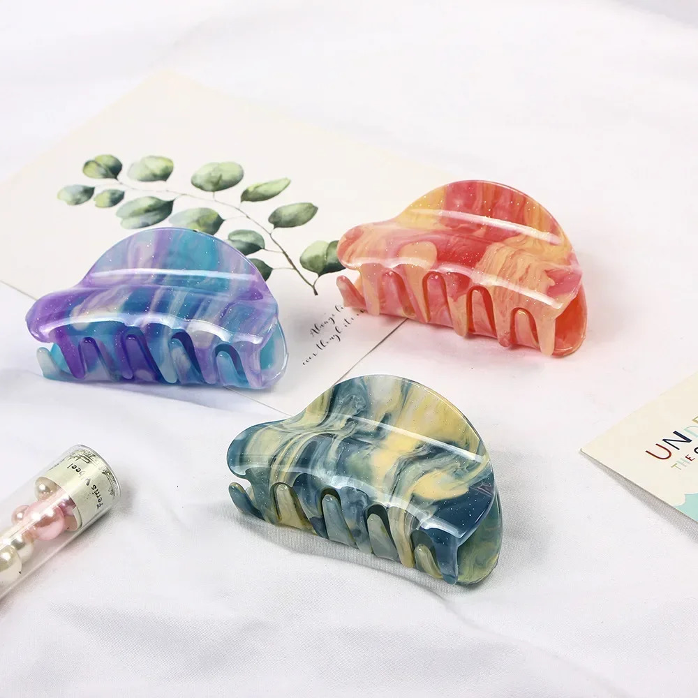 Candy Color Acrylic Clip Semicircle Simple Fashionable Womens Back of Head Gripper Party Girl Hair Accessories Gift 250730