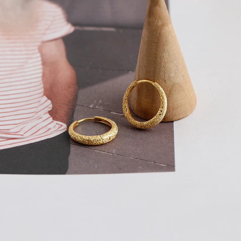 WANTME 925 Sterling Silver Frosted Statement French Hoop Earrings for Women Men Fashion Punk Piercing Charms Jewelry 250730