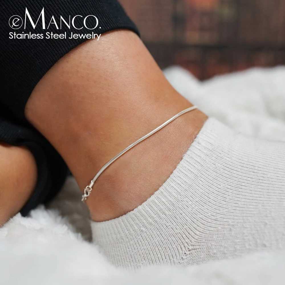 eManco Gold Plated Round Snake Chain Barefoot Beach Foot Jewelry Simple Style Metal Texture Gift for Her Factory Direct Shipping Y250805