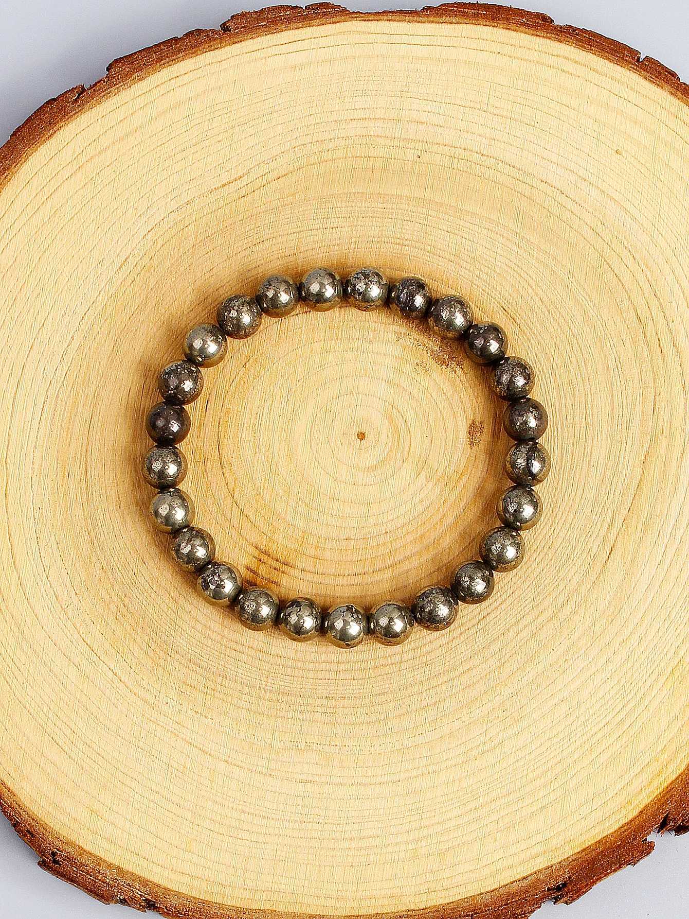 Natural Pyrite Stone Bead Bracelet for Wealth Abundance Confidence Boost Positive Energy Flow Protective Empowerment Jewelry W250807