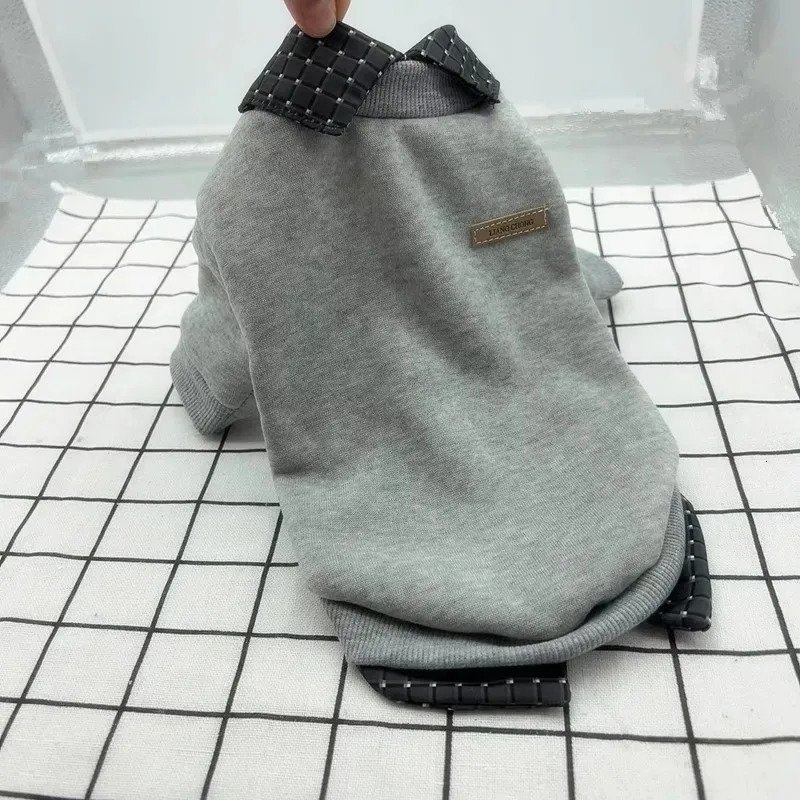 Pet Dog Clothes Warm Winter Shirt Collar Patchwork Hoodie Jacket for Small Dog Coat Bear Hoodie Pet Plaid Shirt Puppy Clothing 250806