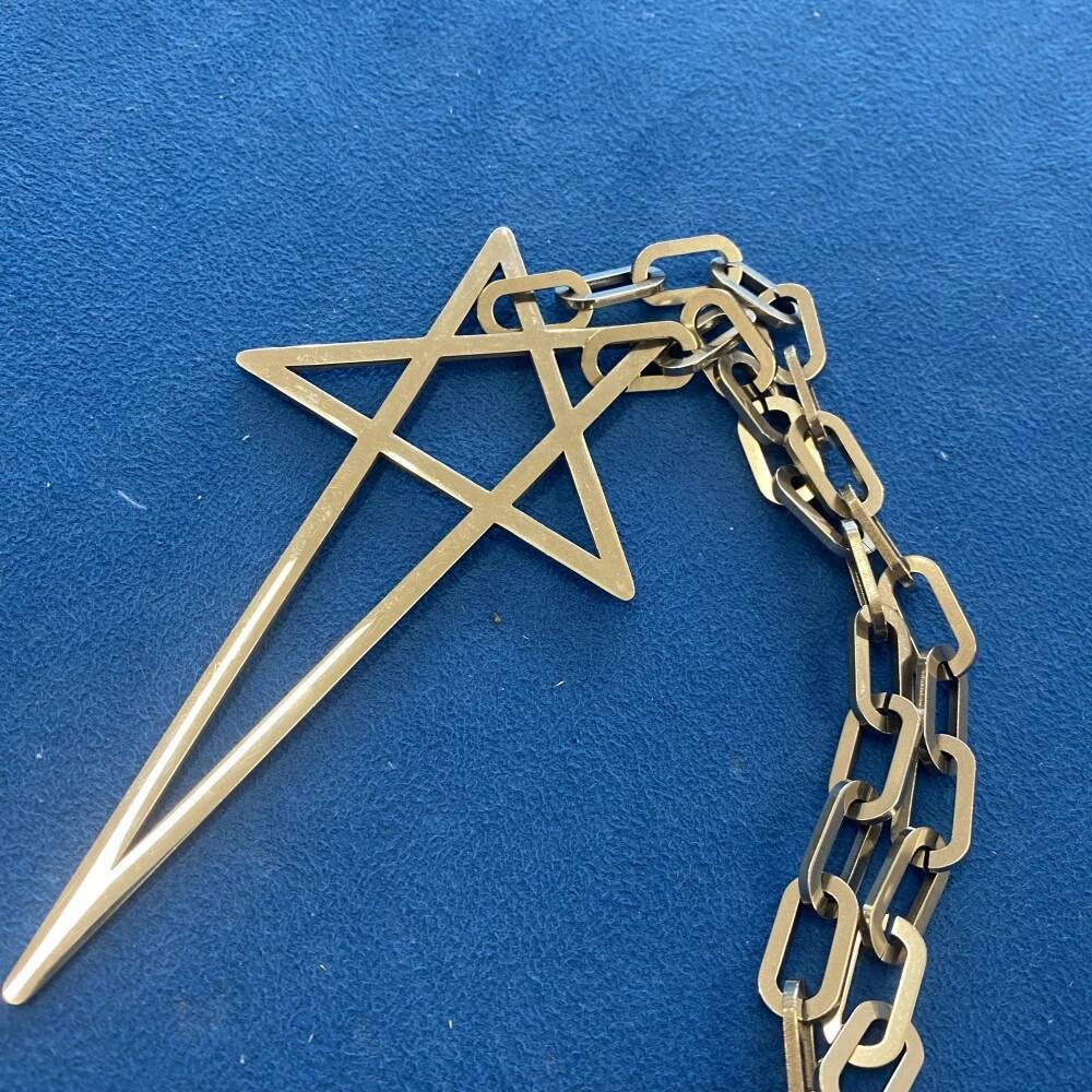 Punk Rock Hip HopTrend Exaggerate Coarse chain Pentacle Pendant Titanium steel Choke Necklace For Women Men Girls Jewelry Jewelry for Women