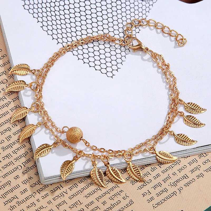New European and American selling beach anklet simple double tassel ethnic style women small foot AccESSories Jewelry Y250805