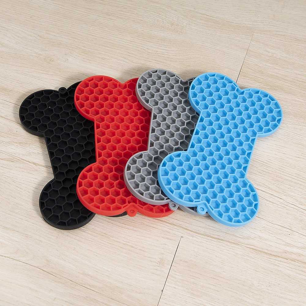 1PC Dog Slow Food Pad Bone Silicone Pet Licking Pad Y250806
