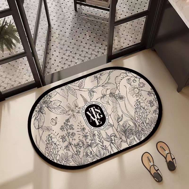 Luxury designer Bath Mats carpet bathroom kitchen floor mat print Retro yoyer floor mat bathroom water absorbing and non slip home decoration Pink