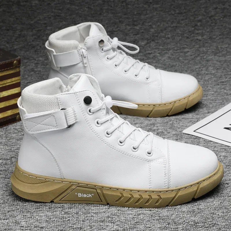 Spring and Autumn British Style Thick Soled Work Safety Boots Trend with Warm Soft High Top Mens Casual Leather 250801