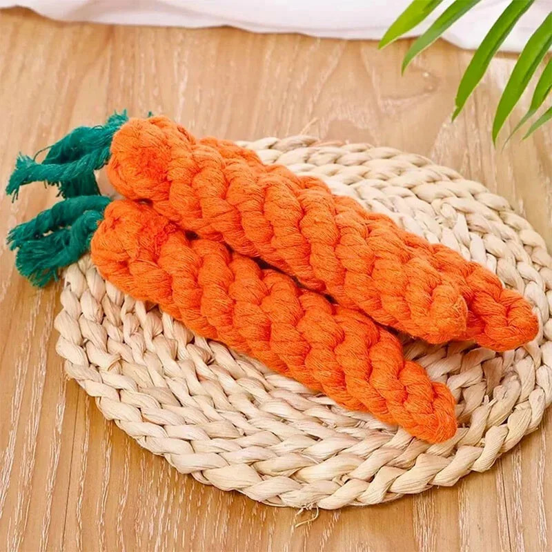 Carrot Dog Bite Rope Pet Dog Toy Safe Durable Braided Bite Dog Chew Toys Resistant Puppy Molar Cleaning Teeth Cotton Rope 250804