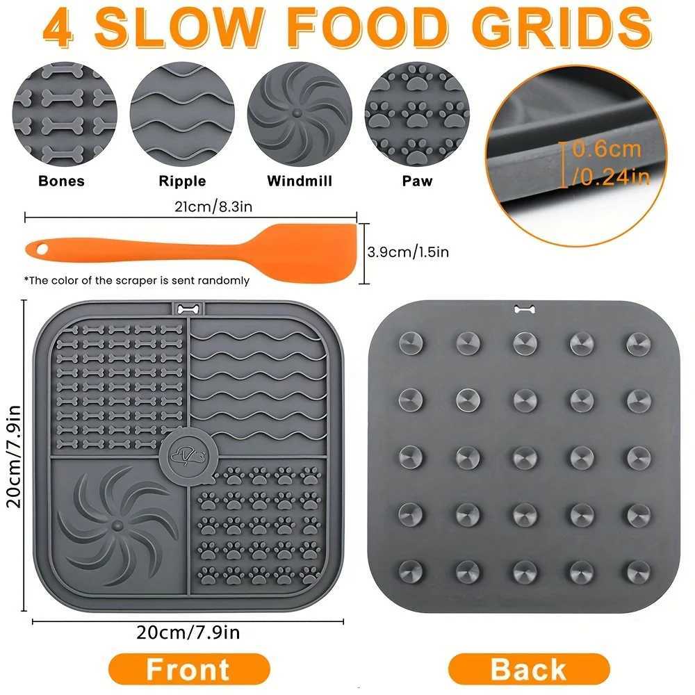 Silicone Slow Feeder Mat Pet Lick Pet Slow Food Plate Bathing Distraction Silicone Dog Sucker Food Training Dog Feeder Supplies Y250806