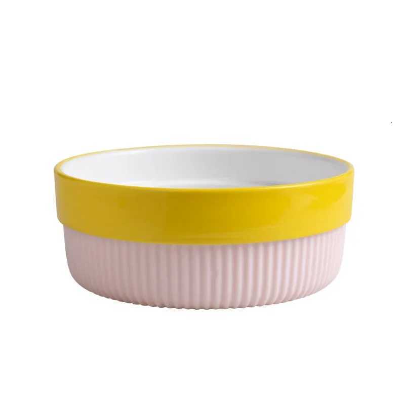 Macron Color Ceramic Dog Bowl with Anti Slip Silicone Base Easy To Clean Pet Feeding Accessories Cat Supplies Y250806
