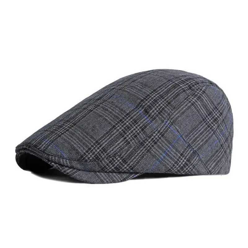 2024 Cotton Spring Summer Plaid Newsboy Flat Peaked Cap Men and Women Painter Beret Hats 130 XJ250807