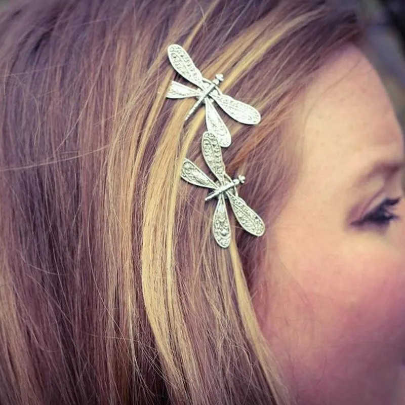 1pc Elegant Vintage Dragonfly Hairpins Bridal Headdress Wedding Hair Accessories Transparent Dragonfly Hair Clip U250807