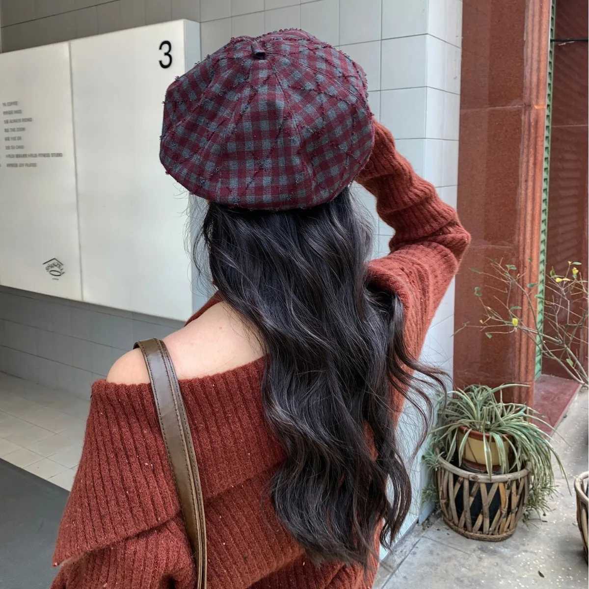 Womens Beret Hat Fashion La Outdoor Travel Plaid Painter Hat Unisex Adult Daily Vintage Autumn France Berets Hat XJ250807