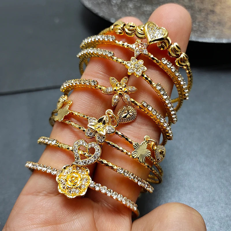 20 Styles Dubai Gold Color Baby Bangles For Kids Baby Promotion Sale Child Birthday Gifts ChildrenS Bracelets 250805